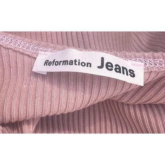 Reformation Jeans Ribbed Crop Tank Top Pink Sleeveless Knit Women’s Size Small - Picture 3 of 4